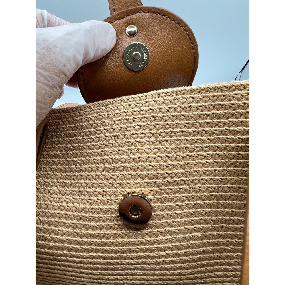 Liz Claiborne Straw Tote Handbag Beige Woven Shoulder Bag Summer Purse - Picture 6 of 11